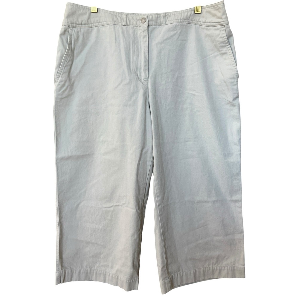 Casual Corner Women's Capri Pants Size 14 Cream 100% Cotton Cropped Casual
